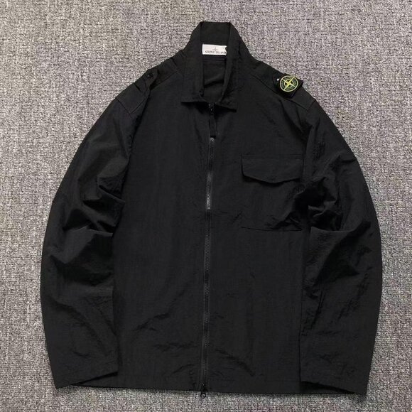 Stone Island Black Zipper Lapel Jacket